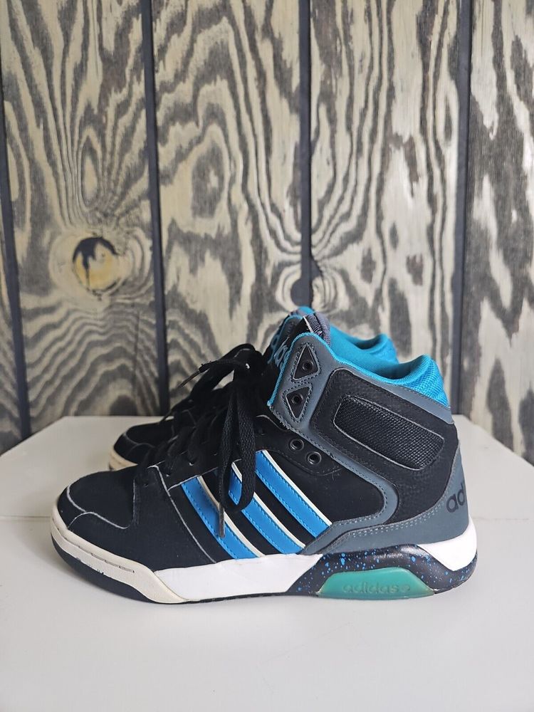 Adidas Neo Label Mens Size 9 Black White Blue High Top Athletic Shoes